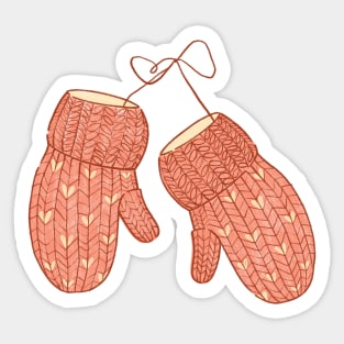 Pink Knitted Winter Mittens Sticker